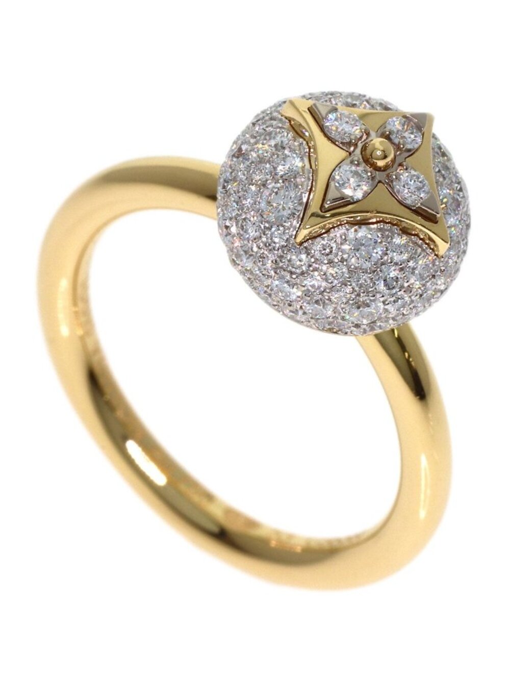 Louis Vuitton Color Blossom Pave Diamond 53 Ring 18k Yellow Gold